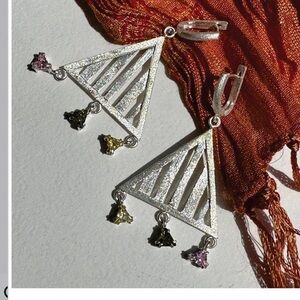 925 Sterling Silver Tumar earrings with crystals by Nelly Moor.